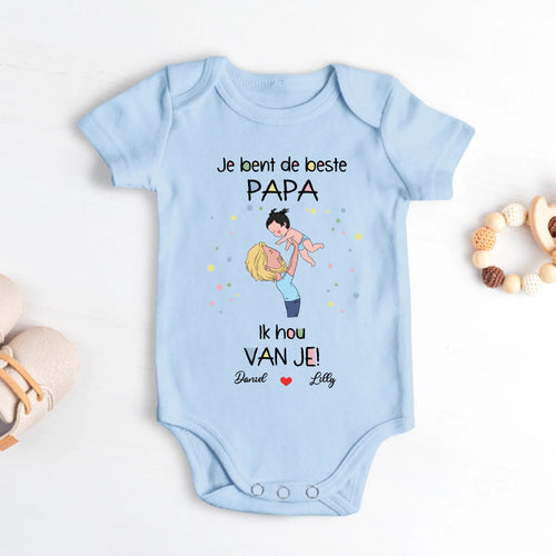 Gepersonaliseerde babyrompertje met aangepaste namen voor Moederdag en Vaderdag, 100% katoen – Motiv 2