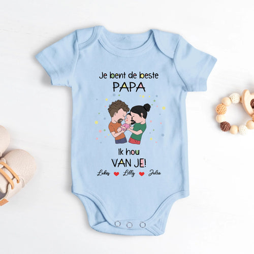 Gepersonaliseerde babyrompertje Vaderdag met drukknopen, 100% katoen – Motiv 2