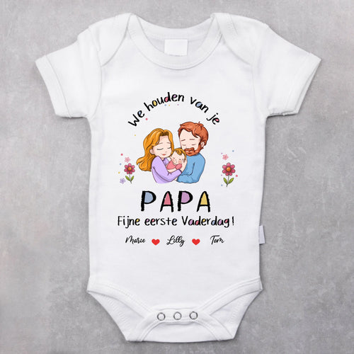 Gepersonaliseerde babybody Mijn papa met custom familietekening, zacht katoen met drukknopen