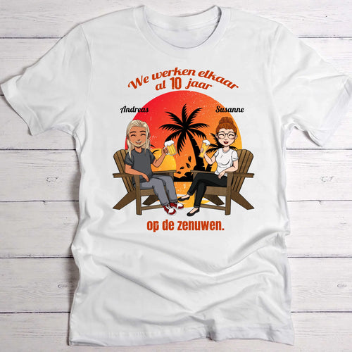 Koppel-T-shirt 'Mijn zenuwen' met persoonlijke opdruk, 100% katoen
