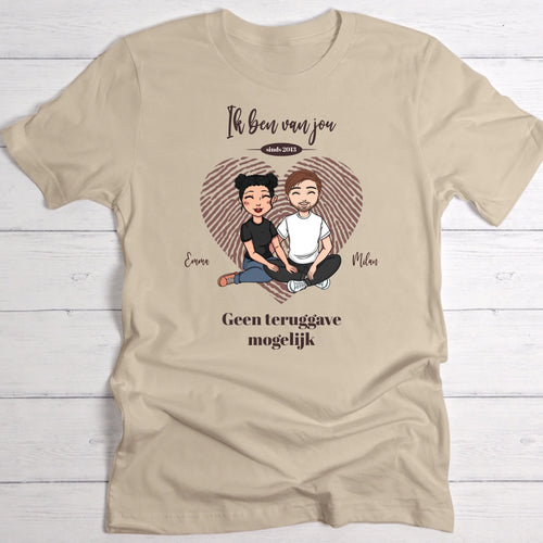 Koppel-T-Shirt met persoonlijke opdruk, zwart katoen shirt voor partners met custom design – Motiv 2
