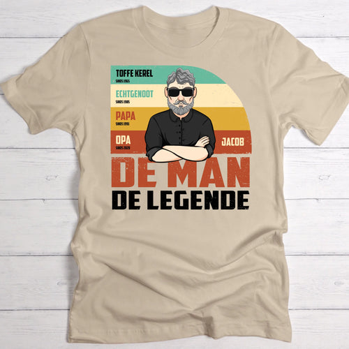 Zwart ouders T-shirt met opdruk 'De man, de legende' - gepersonaliseerd cadeau voor vaders en opa's – Motiv 2