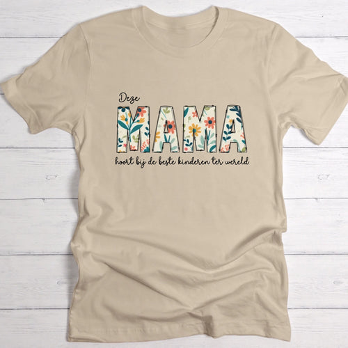 Gepersonaliseerd bloemen T-shirt voor mama met aangepaste namen en ontwerp – Motiv 2