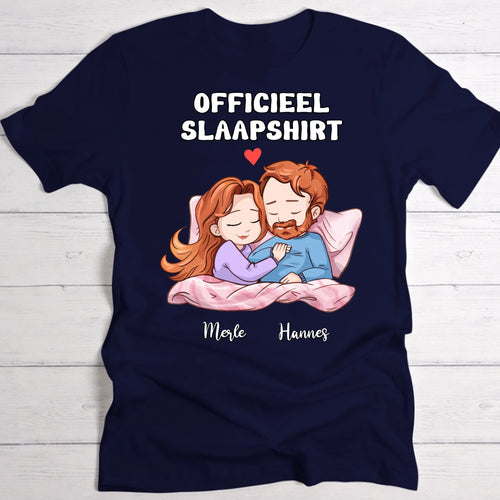 Persoonlijk slaapshirt voor koppels met aangepaste namen in duurzame DTF-print op zachte katoenen stof – Motiv 2