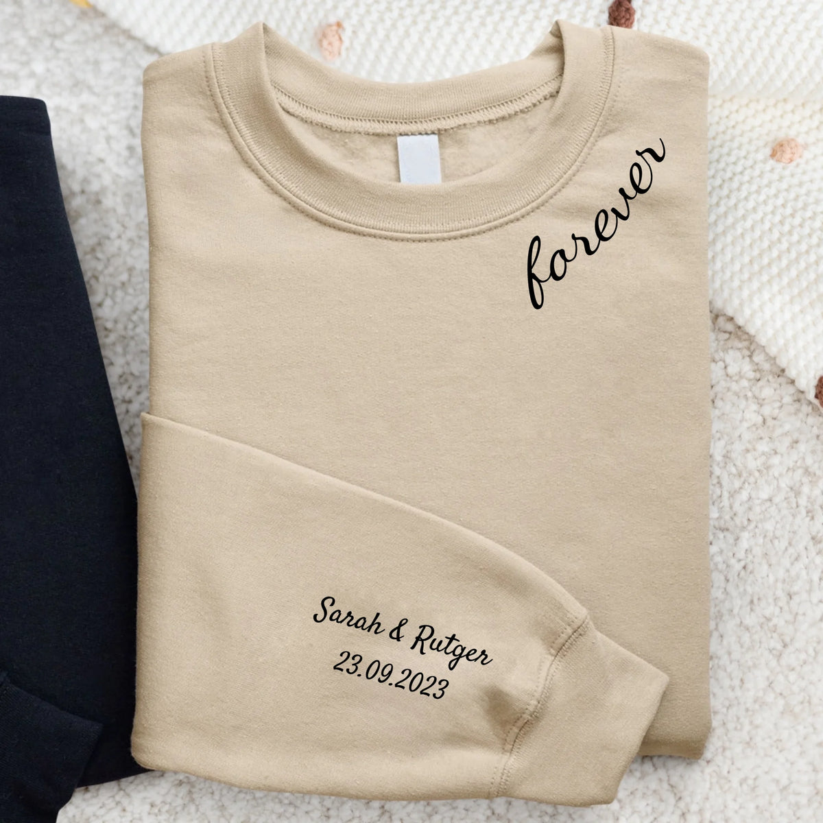 Forever koppel-sweater met persoonlijke naamopdruk voor partners, zachte katoenen sweater