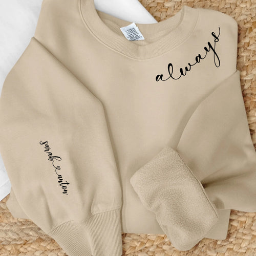 Koppel-sweater Liefde met personaliseerbare namen en ontwerp, aaibaar materiaal – Motiv 2