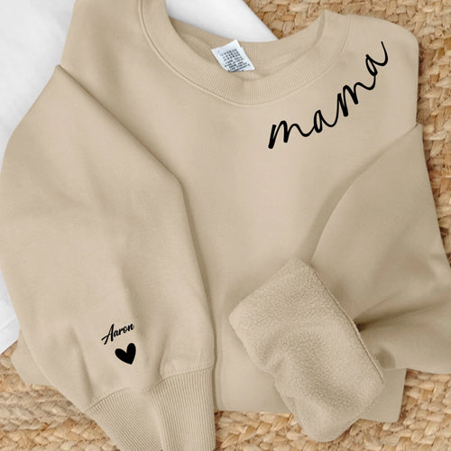 Mama Familie-Sweater in grijs met persoonlijke namenopdruk, comfortabel en machinewasbaar materiaal – Motiv 2