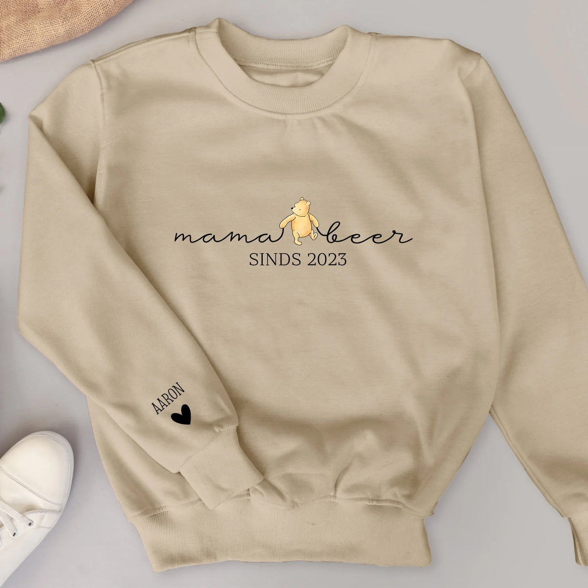 Sweater voor mama en oma met berenmotief en persoonlijke opdruk - Mamabeer