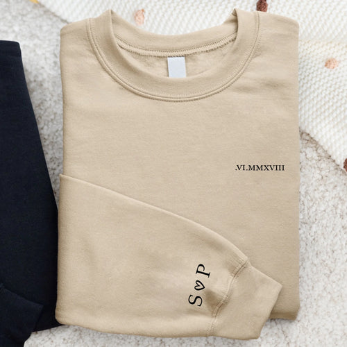 Gepersonaliseerde trui met jubileumdatum voor koppels, customiseerbare sweater met namen en datum
