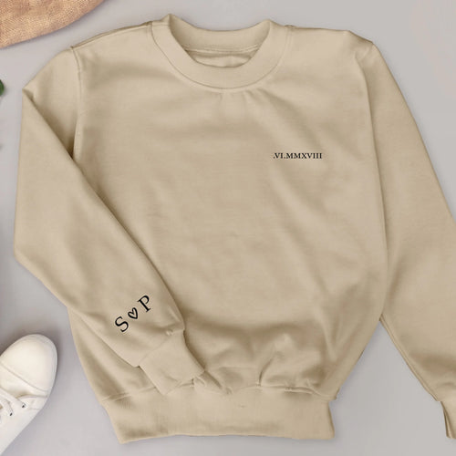Gepersonaliseerde trui met jubileumdatum voor koppels, customiseerbare sweater met namen en datum – Motiv 2