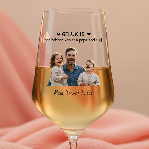 Aperolglas bedrukт met foto en 'Beste Papa' tekst, 450 ml gepersonaliseerd wijnglas voor Vaderdag – Motiv 2