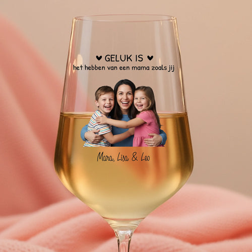 Aperolglas met 'Beste Mama' bedrukking en persoonlijke foto, 450ml wijnglas voor Moederdag – Motiv 2