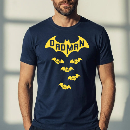 Dadman gepersonaliseerd T-shirt voor papa in donker, 100% katoen met custom opdruk voor Vaderdag – Motiv 2