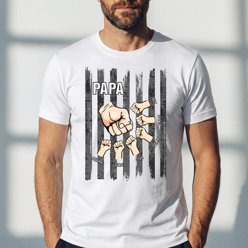 Gepersonaliseerd T-shirt Papa Opa met High Five design, 100% katoen