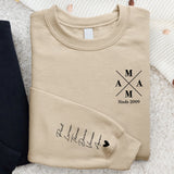 Mama - Sweater voor ouders en grootouders met een modern ontwerp en kindernamen