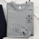 Mama - Sweater voor ouders en grootouders met een modern ontwerp en kindernamen