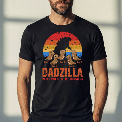 Dadzilla Ouders-T-Shirt met persoonlijke naamopdruk, 100% katoen – Motiv 2