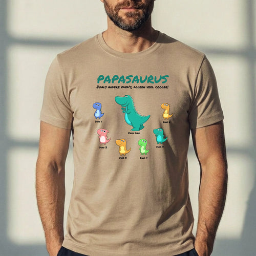 Papasaurus vaders T-shirt met persoonlijke namenopdruk, 100% katoen – Motiv 2