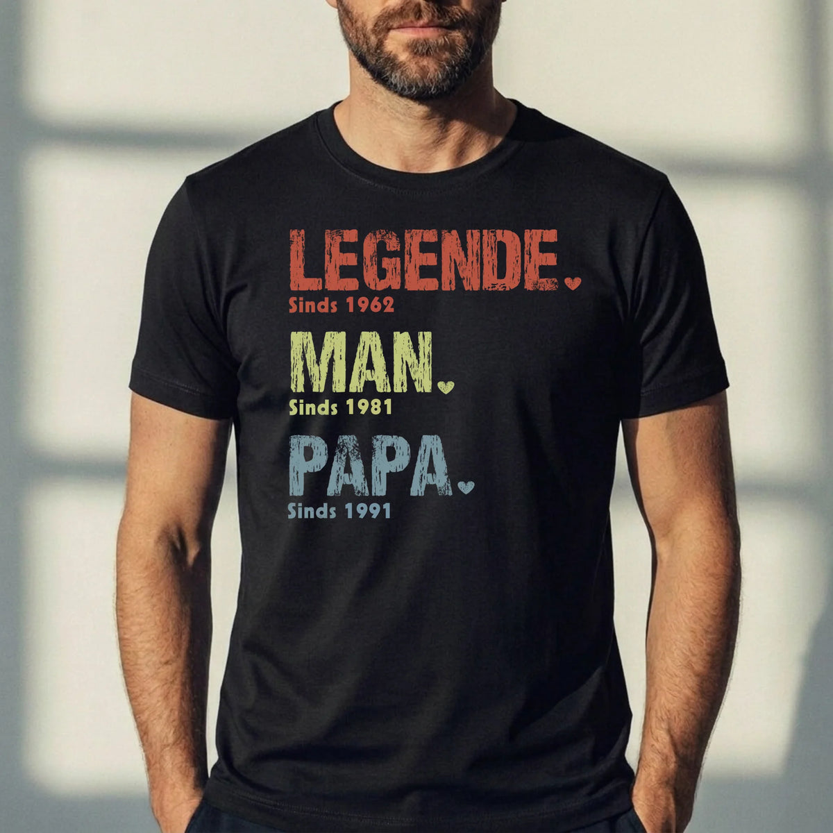 Gepersonaliseerd Papa en Opa T-shirt met custom namen en Legende-design, 100% katoen