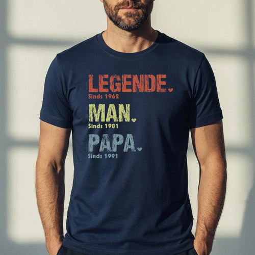 Gepersonaliseerd Papa en Opa T-shirt met custom namen en Legende-design, 100% katoen – Motiv 2