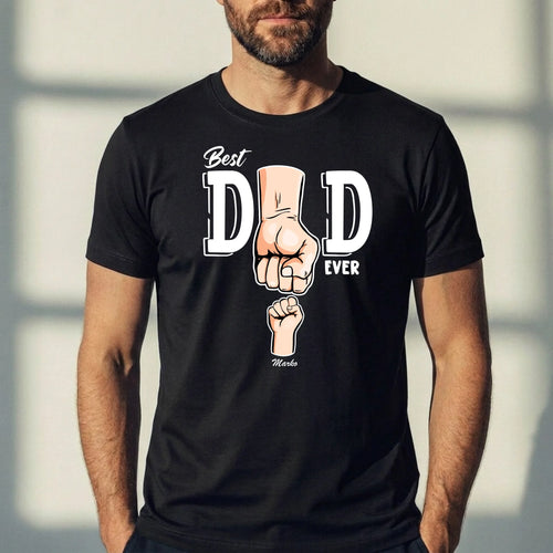 Zwart T-shirt met gepersonaliseerde opdruk 'Beste Papa ter wereld' - cadeau voor papa