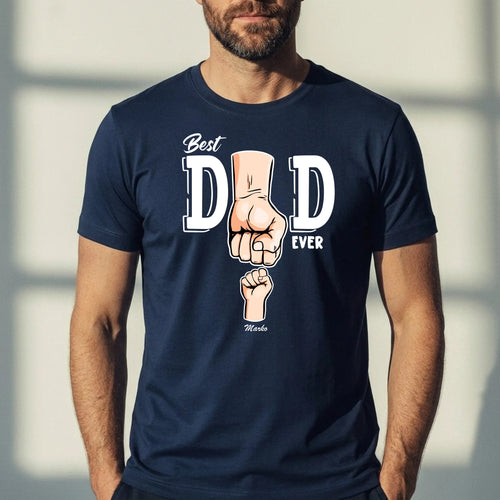 Zwart T-shirt met gepersonaliseerde opdruk 'Beste Papa ter wereld' - cadeau voor papa – Motiv 2