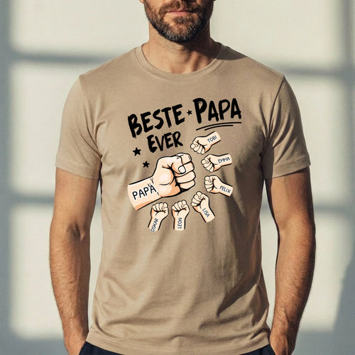 Gepersonaliseerd papa t-shirt 'Beste Papa Ever' met aangepaste opdruk in katoen – Motiv 2