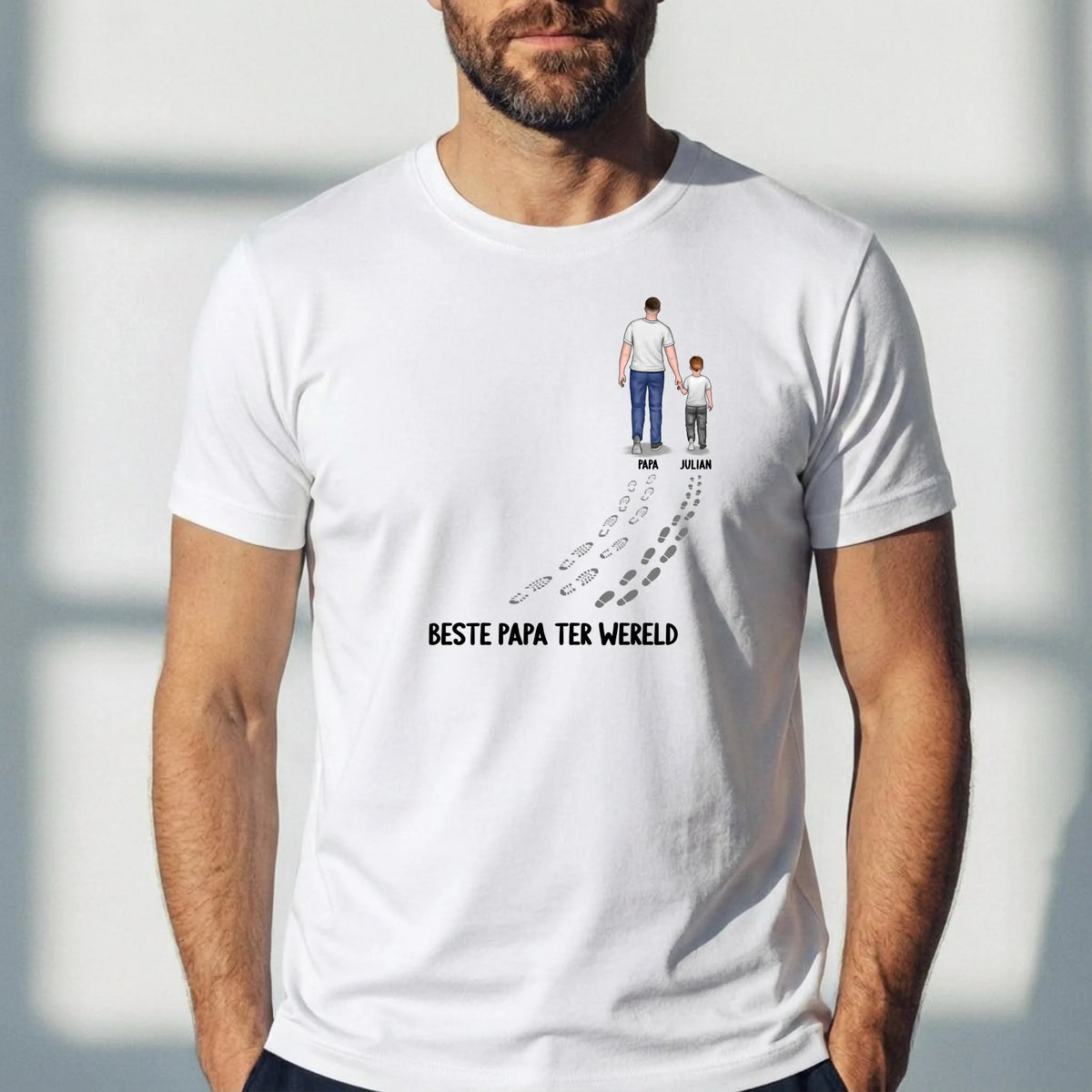 Gepersonaliseerde vader en kind T-shirt voor papa met aangepaste namen en design, 100% katoen