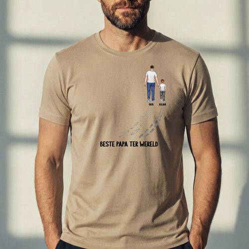 Gepersonaliseerde vader en kind T-shirt voor papa met aangepaste namen en design, 100% katoen – Motiv 2