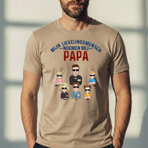 Papa t-shirt met persoonlijke opdruk 'Mijn lievelingsmensen noemen mij Papa' in DTF-kwaliteit – Motiv 2