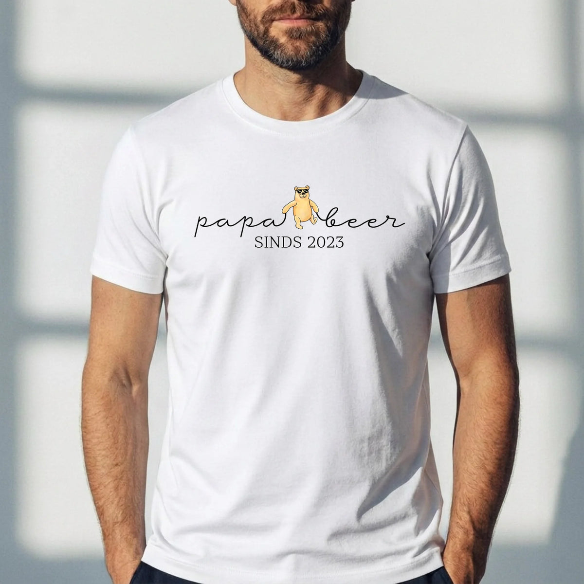 Gepersonaliseerd Papa Beer T-shirt voor papa en opa met DTF-print, 100% katoen
