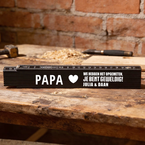 Gepersonaliseerde houten duimstok voor Papa met custom opdruk, 2 meter meetlint voor Vaderdag