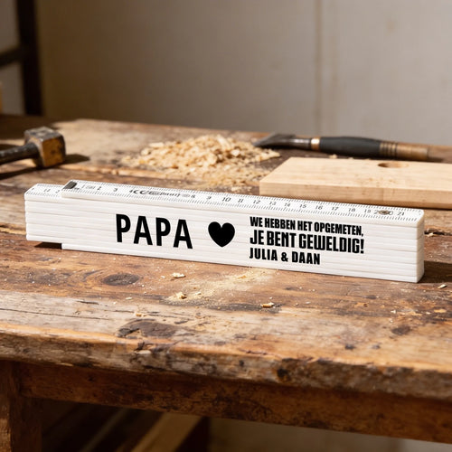 Gepersonaliseerde houten duimstok voor Papa met custom opdruk, 2 meter meetlint voor Vaderdag – Motiv 2