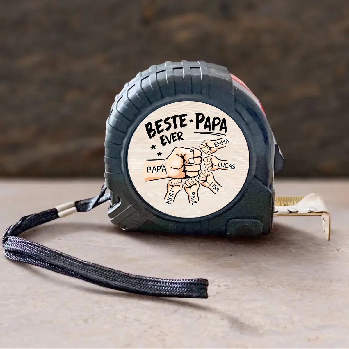 Gepersonaliseerd meetlint met naam en ontwerp voor papa en opa, 5 meter rolmaat