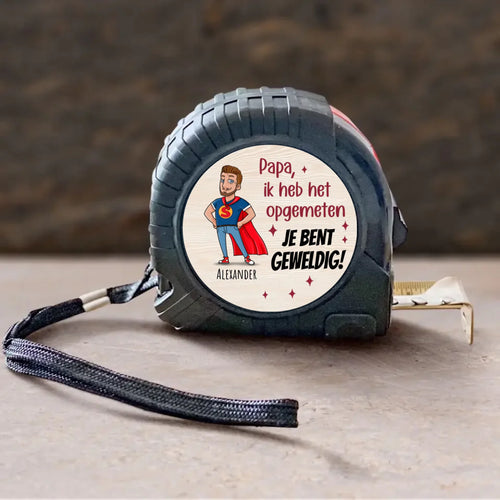 Gepersonaliseerd meetlint voor papa met naamdruk, 5 meter lang met vergrendelfunctie