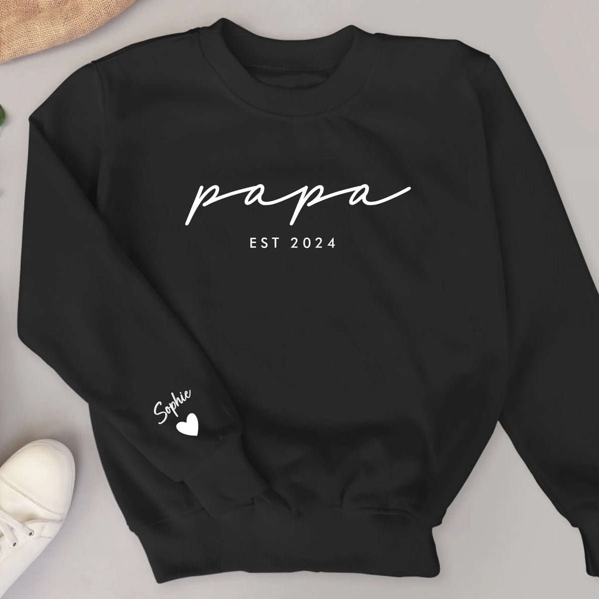 Gepersonaliseerde papa sweater met kindernamen, aaibaar materiaal in topkwaliteit