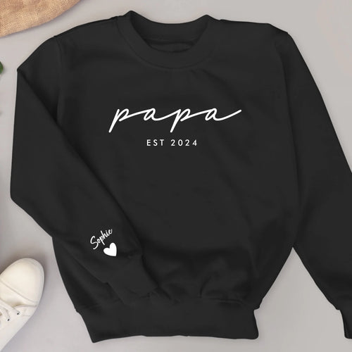 Gepersonaliseerde papa sweater met kindernamen, aaibaar materiaal in topkwaliteit