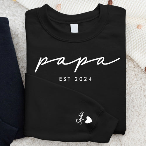 Gepersonaliseerde papa sweater met kindernamen, aaibaar materiaal in topkwaliteit – Motiv 2