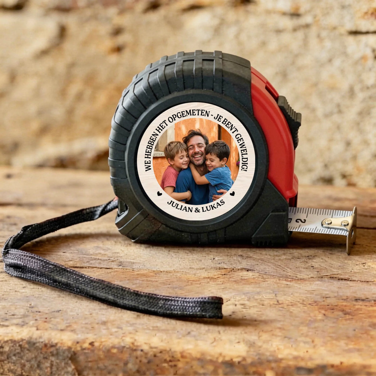 Gepersonaliseerd meetlint met foto-upload voor papa, 5 meter lang met vergrendelfunction
