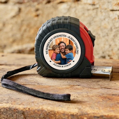 Gepersonaliseerd meetlint met foto-upload voor papa, 5 meter lang met vergrendelfunction