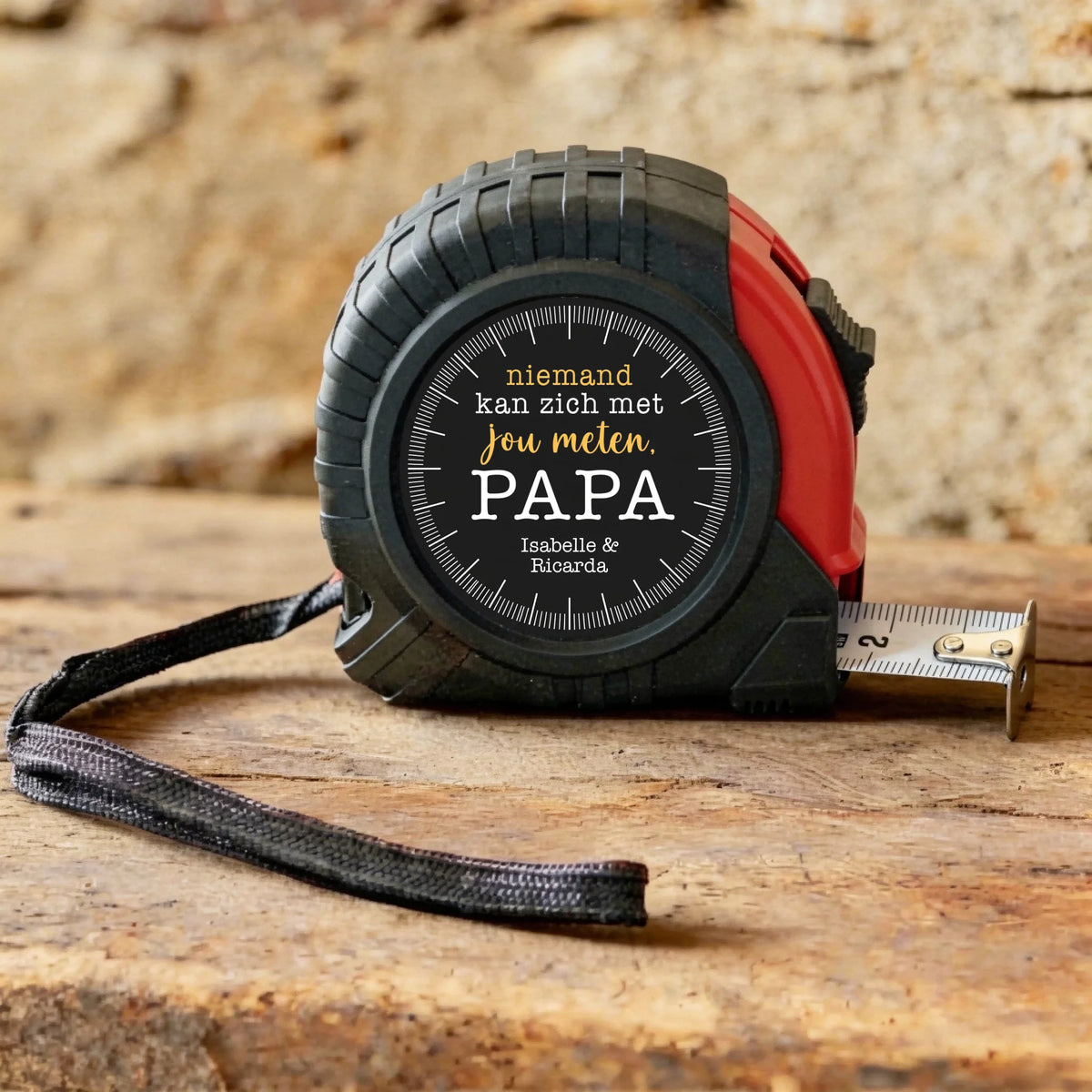 Gepersonaliseerd meetlint voor papa met aangepaste namen en design, 5 meter met vergrendelfunctie