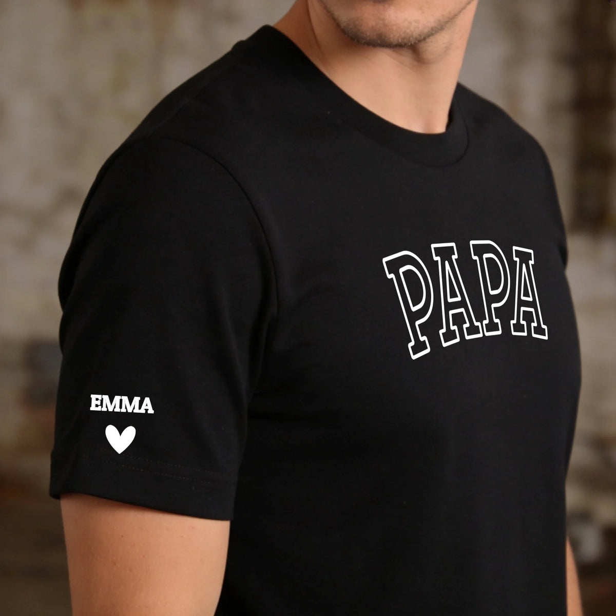 Gepersonaliseerd T-shirt Papa met namen voor ouders en grootouders, 100% katoen met DTF-print