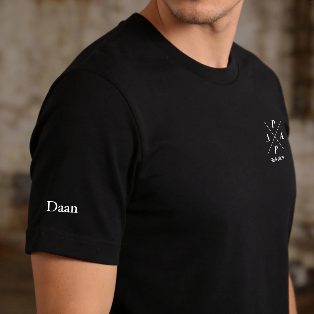 Papa T-shirt gepersonaliseerd met kindernamen in hoogwaardige DTF-print, 100% katoen
