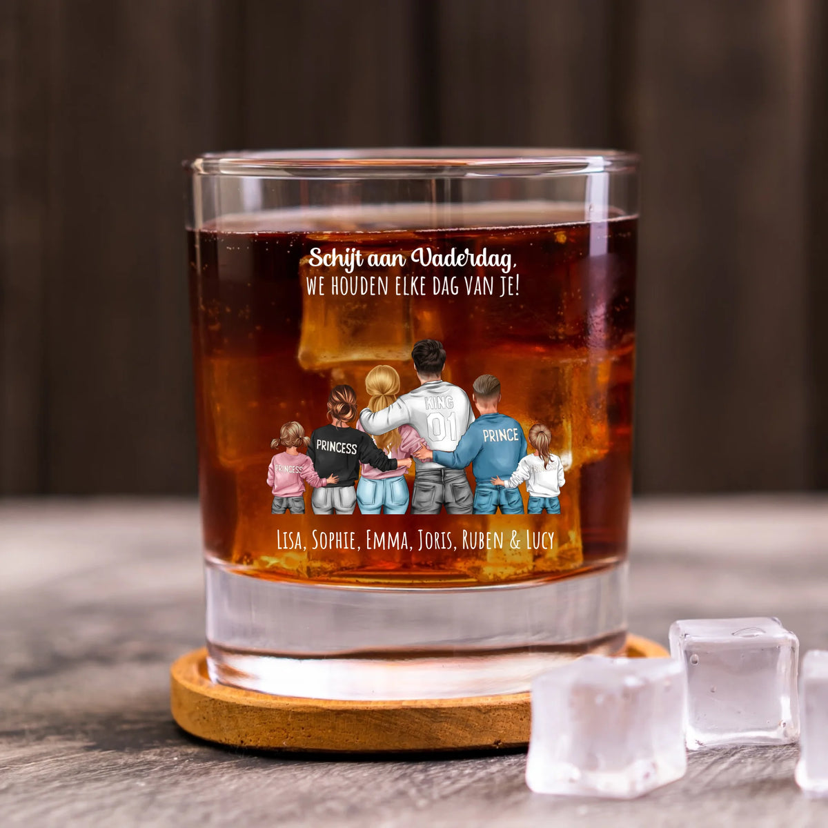 Gepersonaliseerd whiskyglas Elke dag met gravure voor mama en papa, elegant whiskey glas