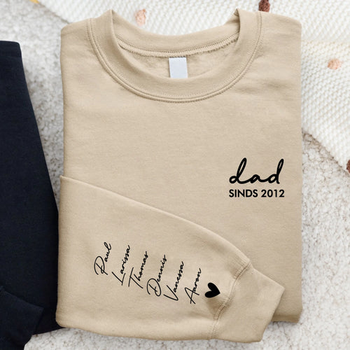 Grijze sweater papa met kindernamen en persoonlijke opdruk - Onze papa