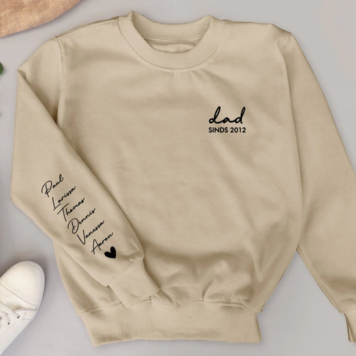 Grijze sweater papa met kindernamen en persoonlijke opdruk - Onze papa – Motiv 2
