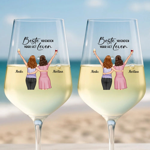 Gepersonaliseerd aperolglas voor vriendinnen met illustratie en namen in levendige kleuren – Motiv 2