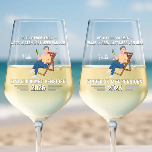 Gepersonaliseerd aperolglas met spreuk en clipart voor pensioen, 450 ml, UV-DTF print – Motiv 2