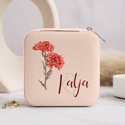 Écrin à bijoux rose en cuir PU avec personnalisation – fabriqué par Love & Faith