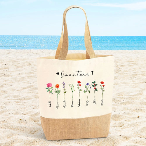 Grootouders-Tas Oma's tuin met personaliseerbare print en stevige handgrepen – Motiv 2